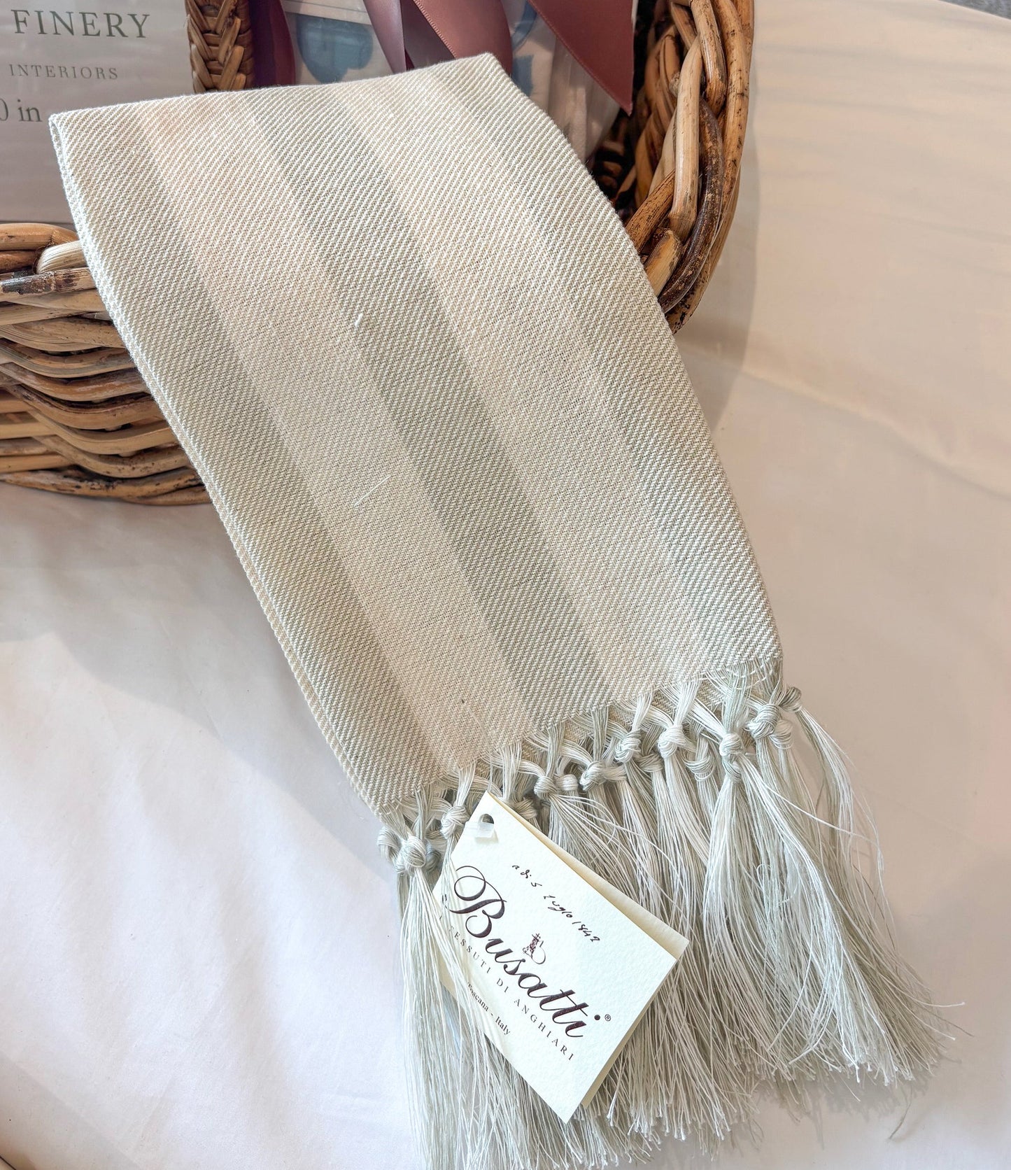 Briscola Rigata Cream/Verde Acqua Guest Towel | Busatti  Col. 20/118