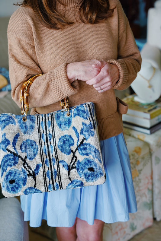 Side Tie Mixed Media Mini Dress | Tan/Powder Blue
