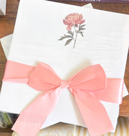 Pink Peony w/ pink ribbon | Notepad
