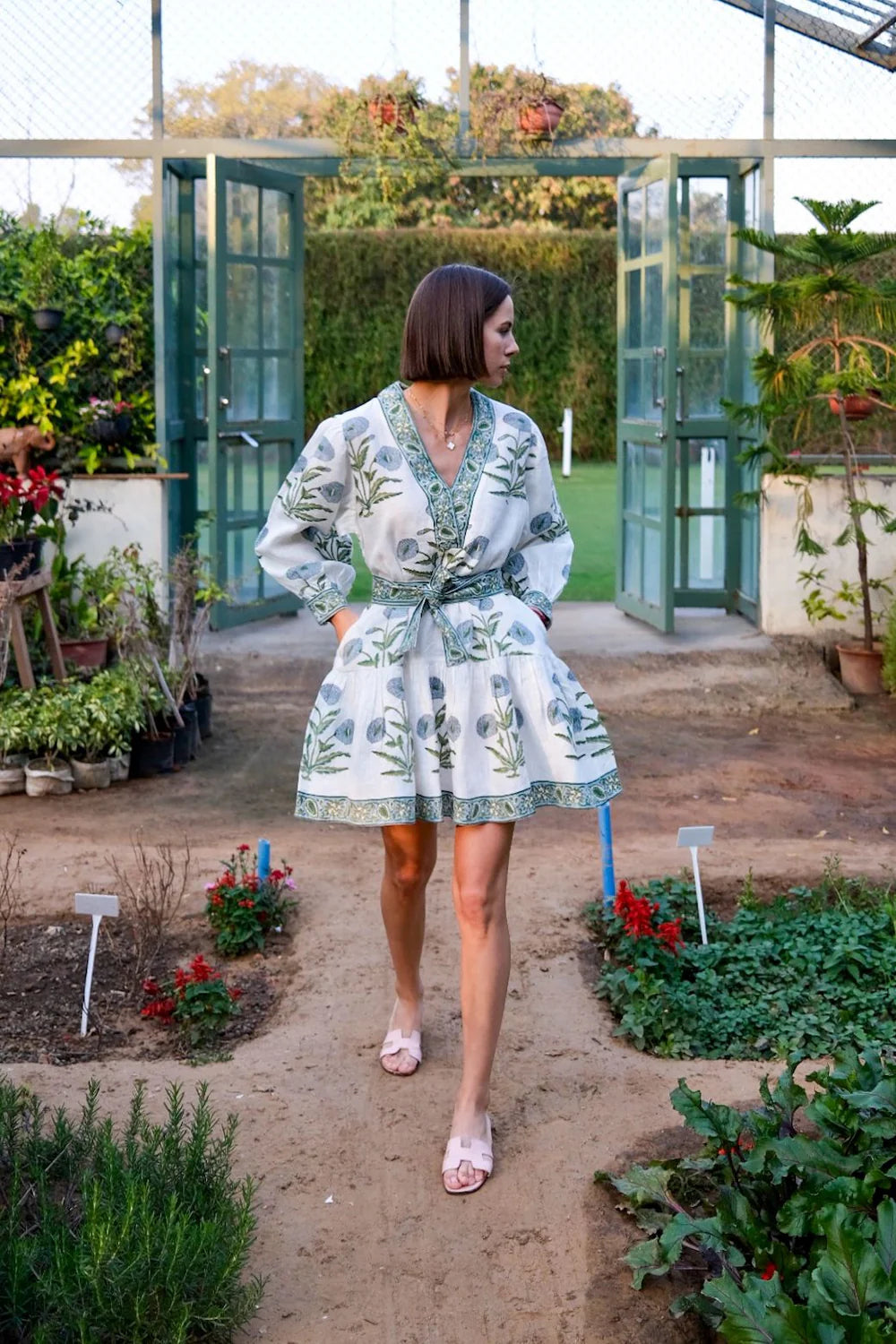 Mykonos Mini Dress Blue Flower | XS