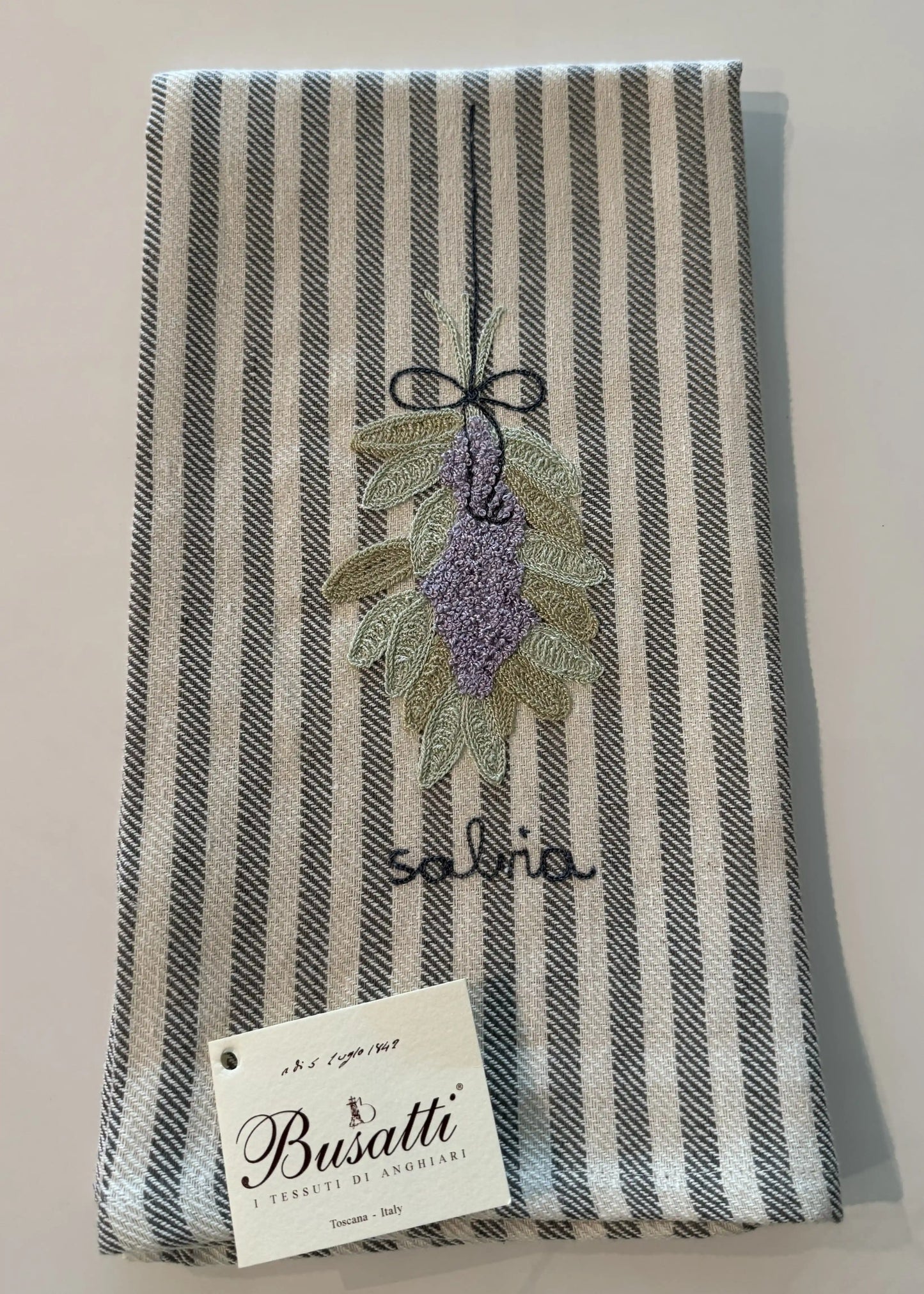 Hand Kitchen Towel with Various Herb Embroidery
