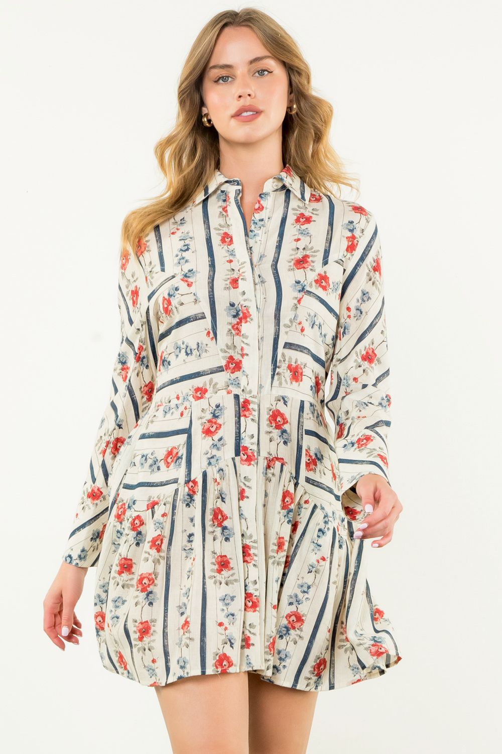 Long Sleeve Floral Dress - XS