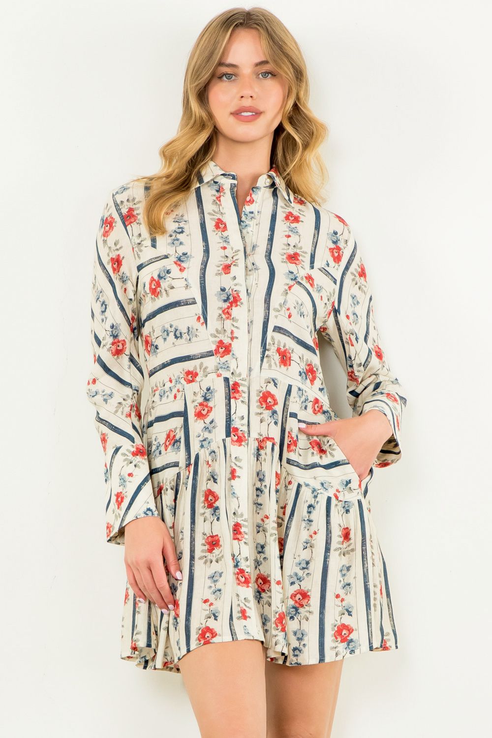 Long Sleeve Floral Dress - XS
