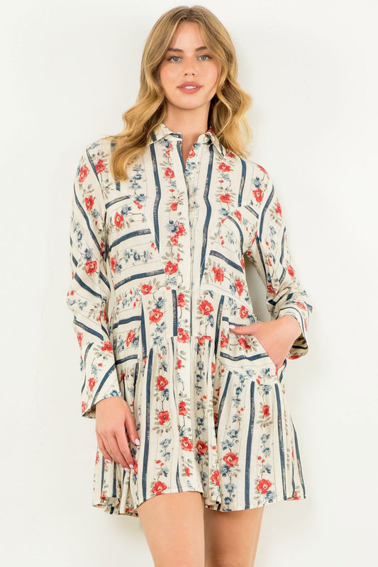 Long Sleeve Floral Dress - Medium