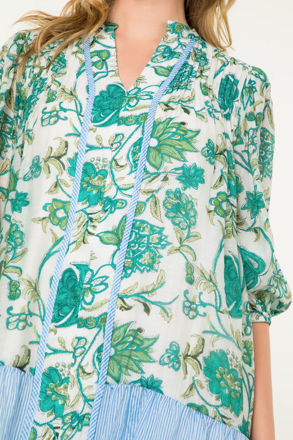 Garden-Party Splitneck Mini Dress - XS