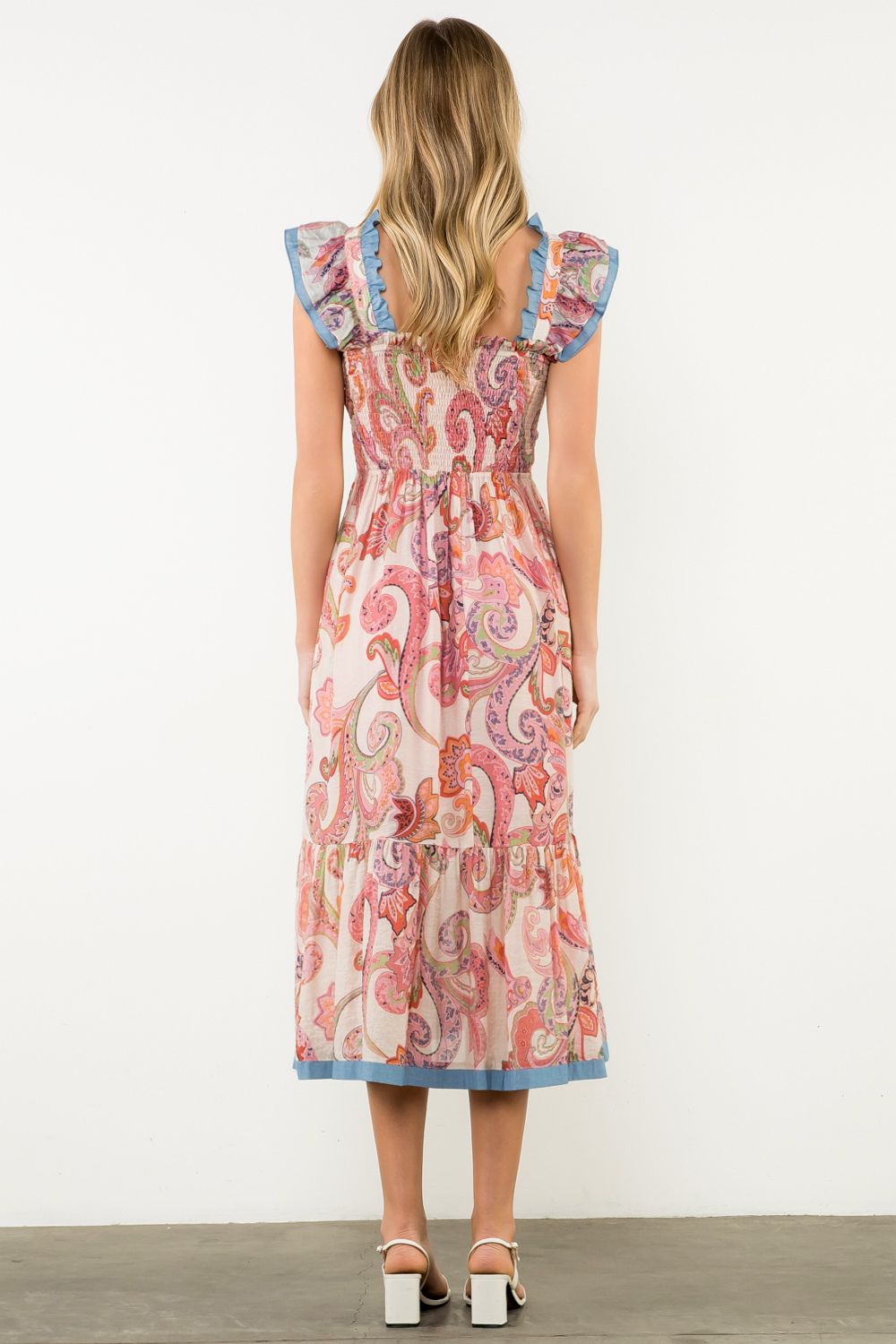 Flutter Sleeve Paisley Print Maxi Dress - XS